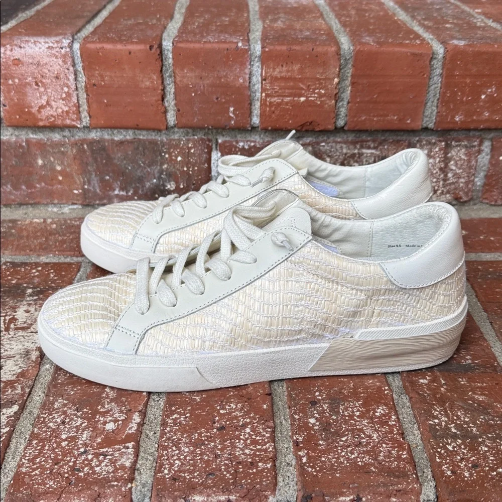 DOLCE VITA Zina Bone Raffia Cream Low Top Sneakers Women's Size 9.5